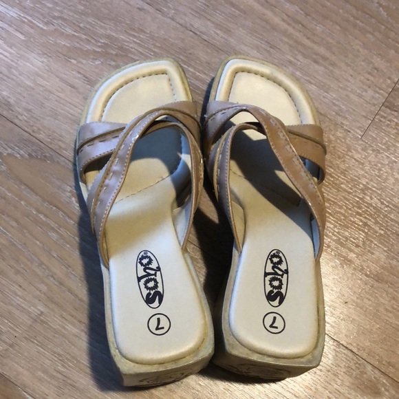 Vintage Y2K platform sandals slip on heels rose 7 - Picture 6 of 13